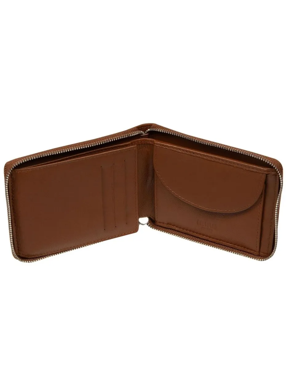 Portemonnees|Cultured London - 'James' Leather Wallet Bruin