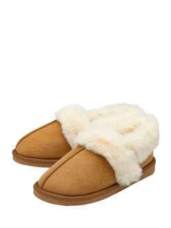 Pantoffels|Dunlop - Faux Suede Collar Full Slippers Bruin