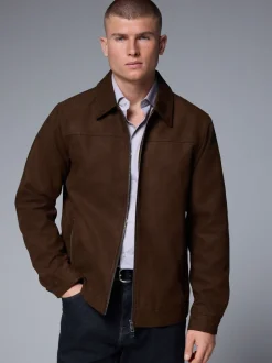 Blazers En Business-Jasjes*Next - Faux Suede Zip Through Collared Shacket Bruin