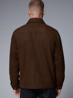 Blazers En Business-Jasjes*Next - Faux Suede Zip Through Collared Shacket Bruin
