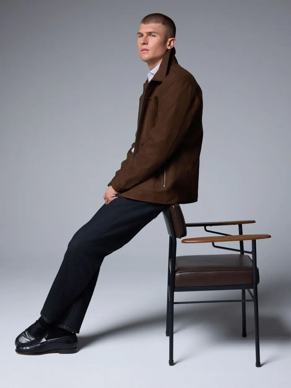 Blazers En Business-Jasjes*Next - Faux Suede Zip Through Collared Shacket Bruin