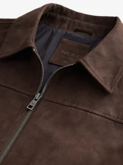 Blazers En Business-Jasjes*Next - Faux Suede Zip Through Collared Shacket Bruin