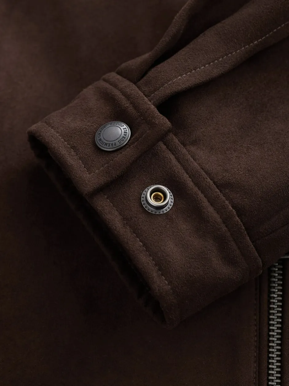 Blazers En Business-Jasjes*Next - Faux Suede Zip Through Collared Shacket Bruin
