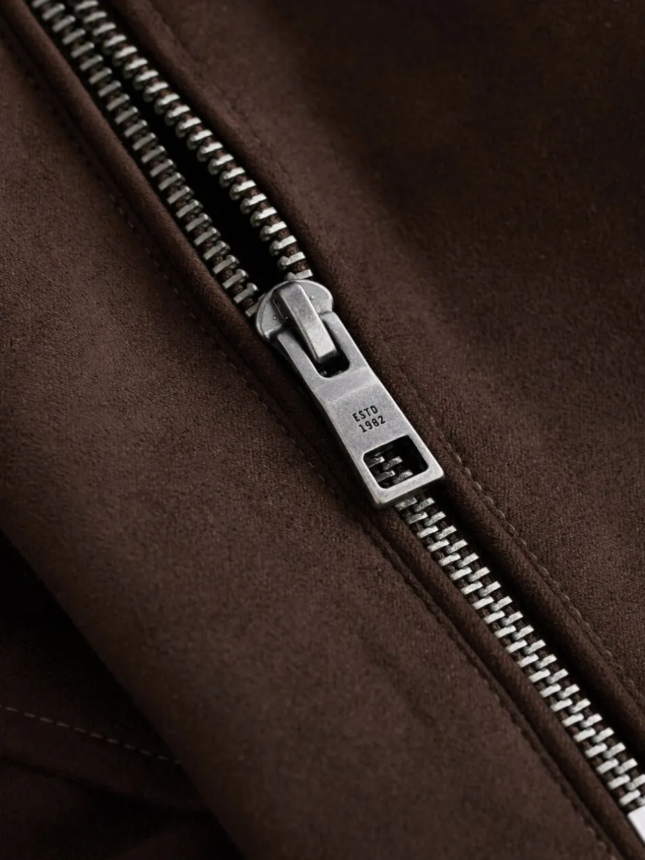 Blazers En Business-Jasjes*Next - Faux Suede Zip Through Collared Shacket Bruin