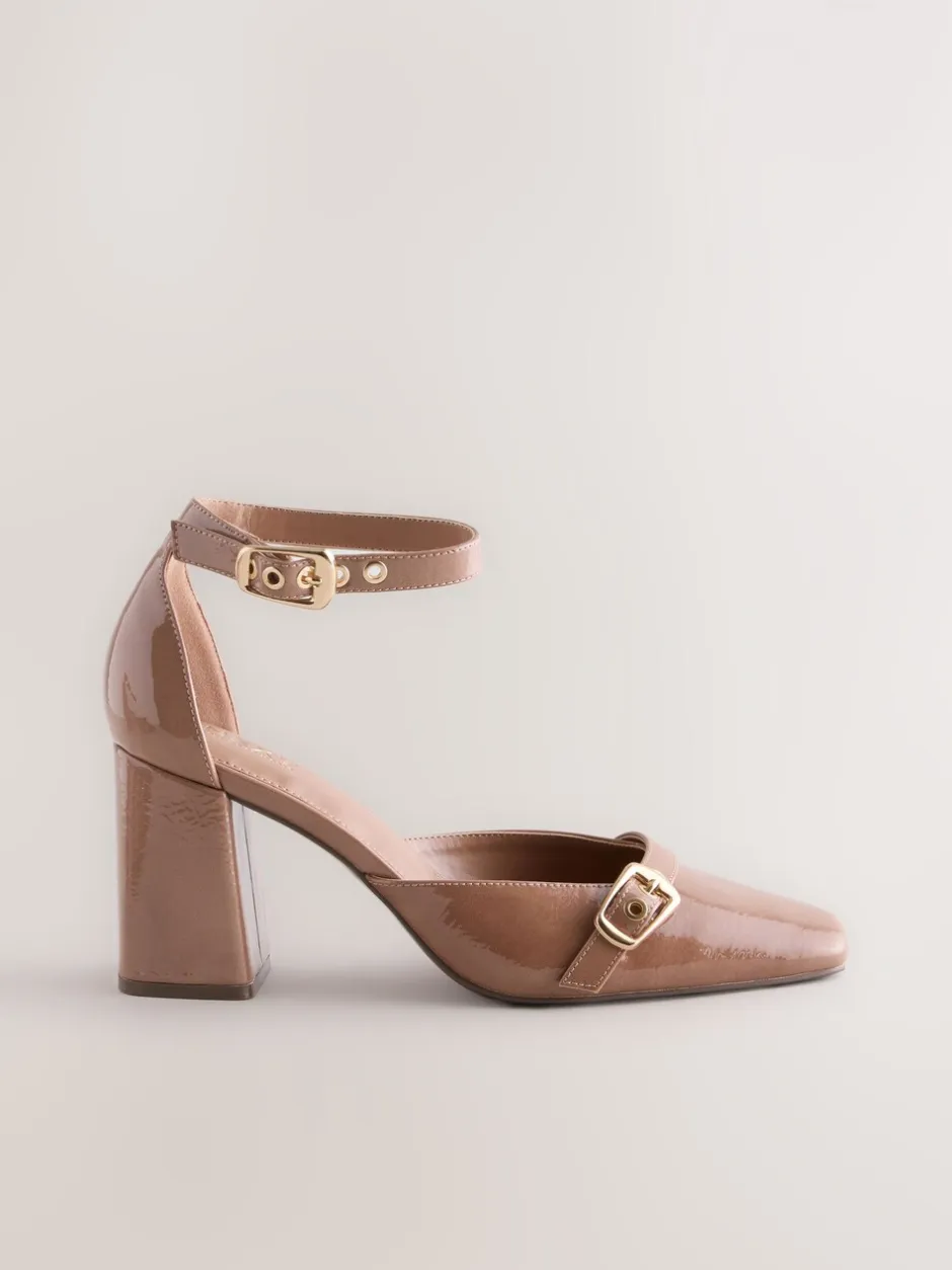 Schoenen Met Hakken|Next - Forever Comfort® Buckle Closed Toe Block Heels Bruin