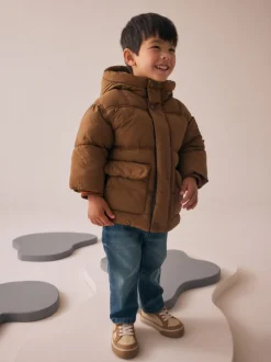 Schoolkleding|Jassen, Jacks En Kinderwagenpakjes|Next - Gewatteerde, regenbestendige jas met borgvoering (3mnd-7jr) Bruin