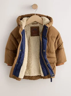 Schoolkleding|Jassen, Jacks En Kinderwagenpakjes|Next - Gewatteerde, regenbestendige jas met borgvoering (3mnd-7jr) Bruin