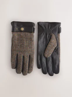 Mutsen, Sjaals En Handschoenen|Next - Harris Tweed And Leather Gloves Bruin
