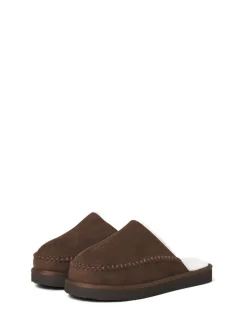 Pantoffels*JACK & JONES - Fleece Lined Stitch Detail Mule Slippers Bruin