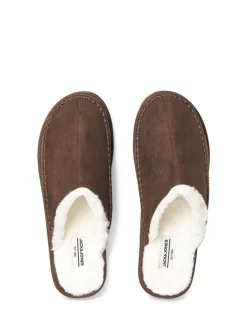 Pantoffels*JACK & JONES - Fleece Lined Stitch Detail Mule Slippers Bruin