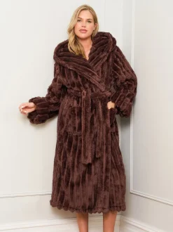 Badjassen*Jim Jam the Label - Chocolate Ribbed Dressing Brown Gown Bruin