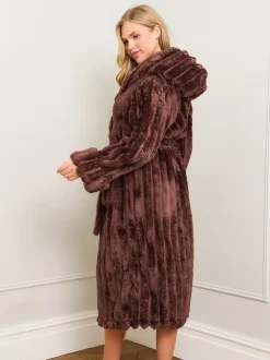 Badjassen*Jim Jam the Label - Chocolate Ribbed Dressing Brown Gown Bruin