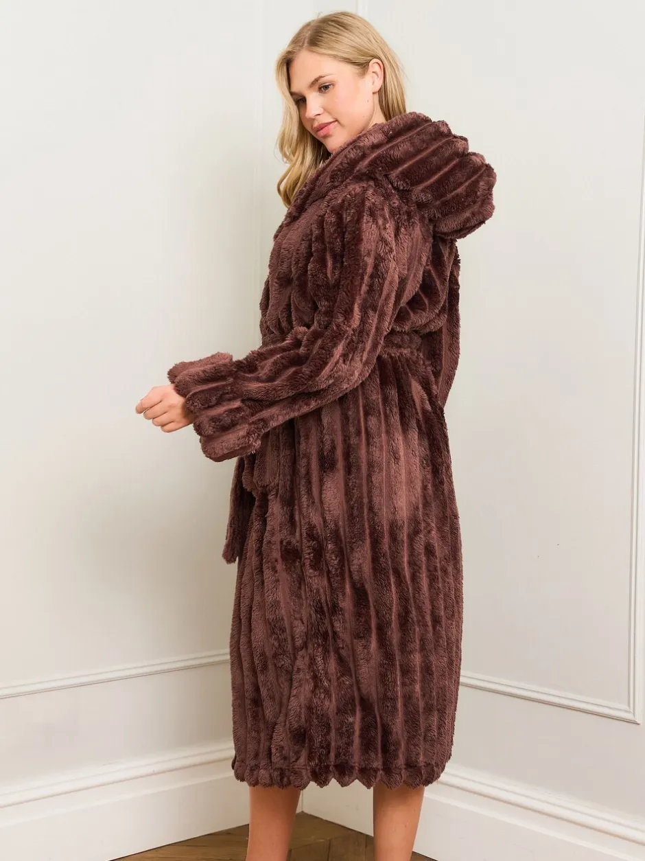 Badjassen*Jim Jam the Label - Chocolate Ribbed Dressing Brown Gown Bruin