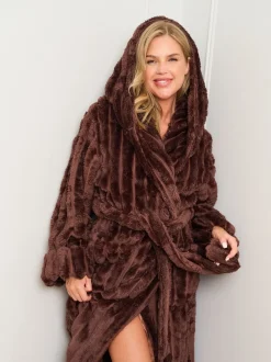 Badjassen*Jim Jam the Label - Chocolate Ribbed Dressing Brown Gown Bruin