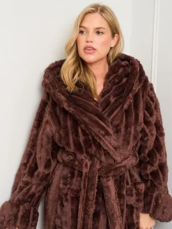 Badjassen*Jim Jam the Label - Chocolate Ribbed Dressing Brown Gown Bruin
