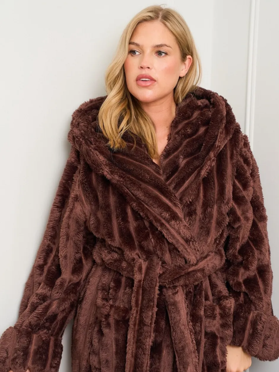 Badjassen*Jim Jam the Label - Chocolate Ribbed Dressing Brown Gown Bruin