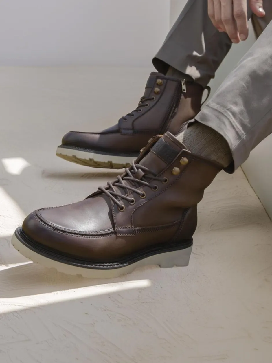 Boots|Jones Bootmaker - Essex Chunky Leather Boots Bruin
