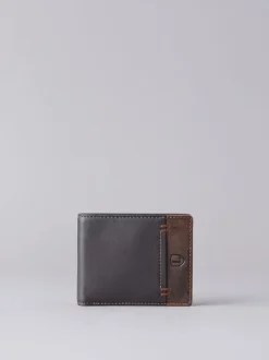 Portemonnees*Lakeland Leather Bruin - Lakeland leren dubbelgevouwen portemonnee met stiksels