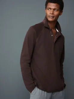 Poloshirts|Next - Lange mouwen - Polo met lange mouwen en wafeltextuur Bruin