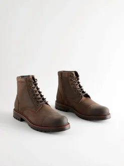 Boots|Next - Leather Toe Cap Zip Up Boots Bruin