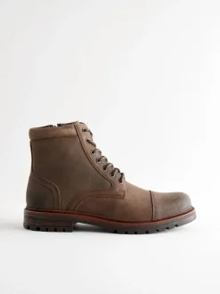 Boots|Next - Leather Toe Cap Zip Up Boots Bruin