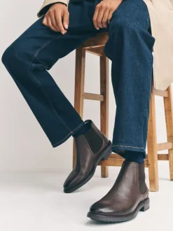 Boots|Next - Leren Chelsea laarzen Bruin
