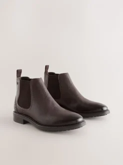 Boots|Next - Leren Chelsea laarzen Bruin