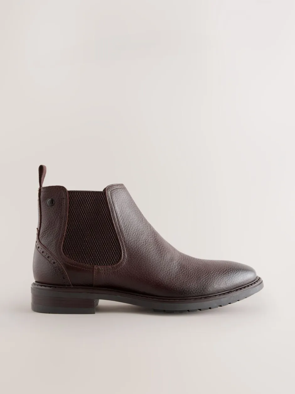 Boots|Next - Leren Chelsea laarzen Bruin