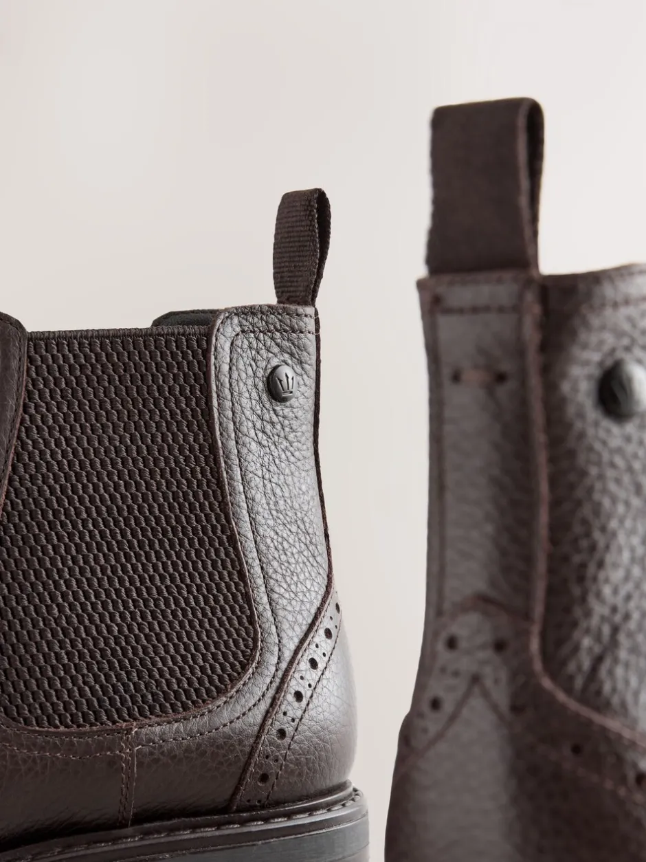 Boots|Next - Leren Chelsea laarzen Bruin