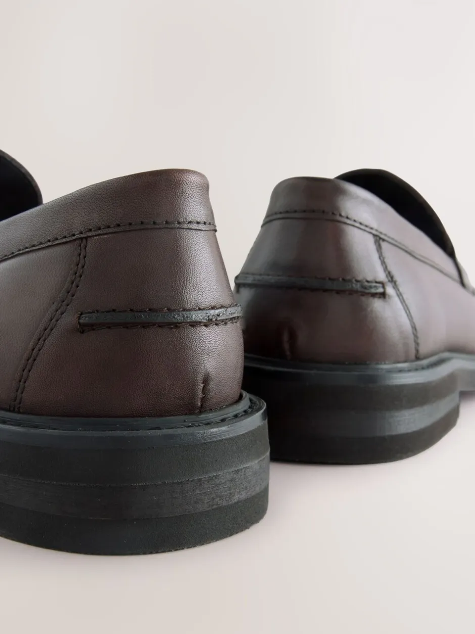 Schoenen|Next - Leren instapper met kwastje Bruin