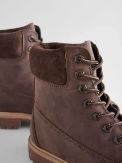 Boots*Next Bruin - Leren laarzen met veters