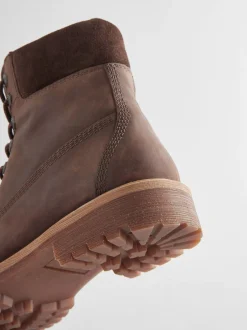 Boots*Next Bruin - Leren laarzen met veters