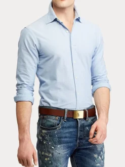 Riemen En Bretels|Polo Ralph Lauren - Leren riem met ponyplaat Bruin