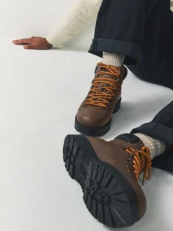 Boots|Next Bruin - Leren wandelschoenen