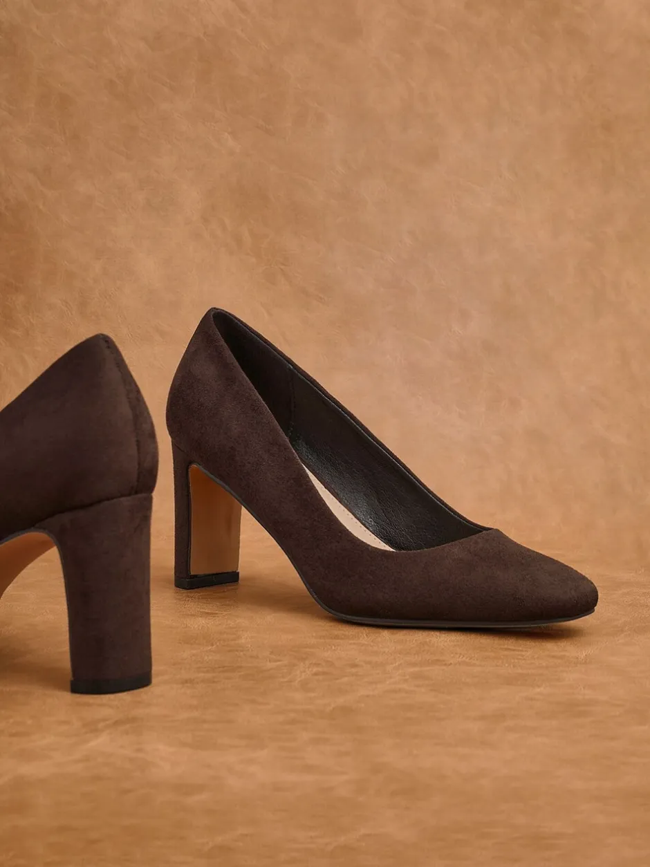 Schoenen Met Hakken|Linzi - Agenda Block Heel Courts Bruin