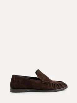 Lage Schoenen|Linzi - Belmont suède leren instappers met ruches Bruin