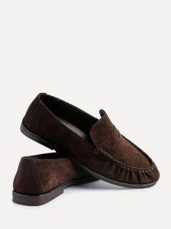 Lage Schoenen|Linzi - Belmont suède leren instappers met ruches Bruin