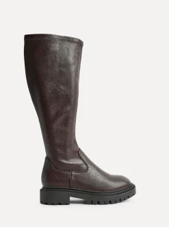 Boots|Linzi - Hallie hoge stretchy laarzen Bruin