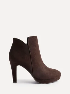 Boots|Linzi - Layara enkellaarzen met plateauzool en stilettohakken Bruin
