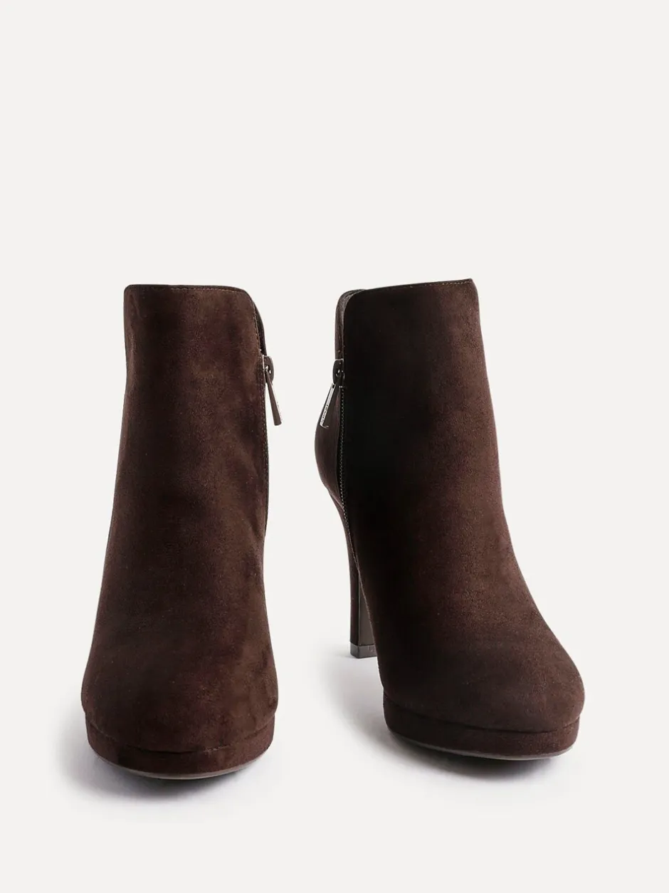 Boots|Linzi - Layara enkellaarzen met plateauzool en stilettohakken Bruin