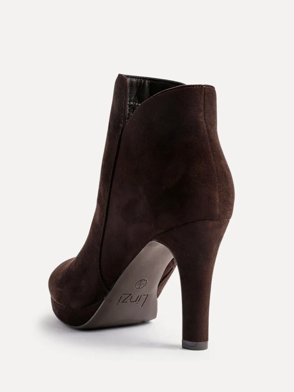 Boots|Linzi - Layara enkellaarzen met plateauzool en stilettohakken Bruin