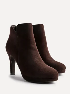 Boots|Linzi - Layara enkellaarzen met plateauzool en stilettohakken Bruin