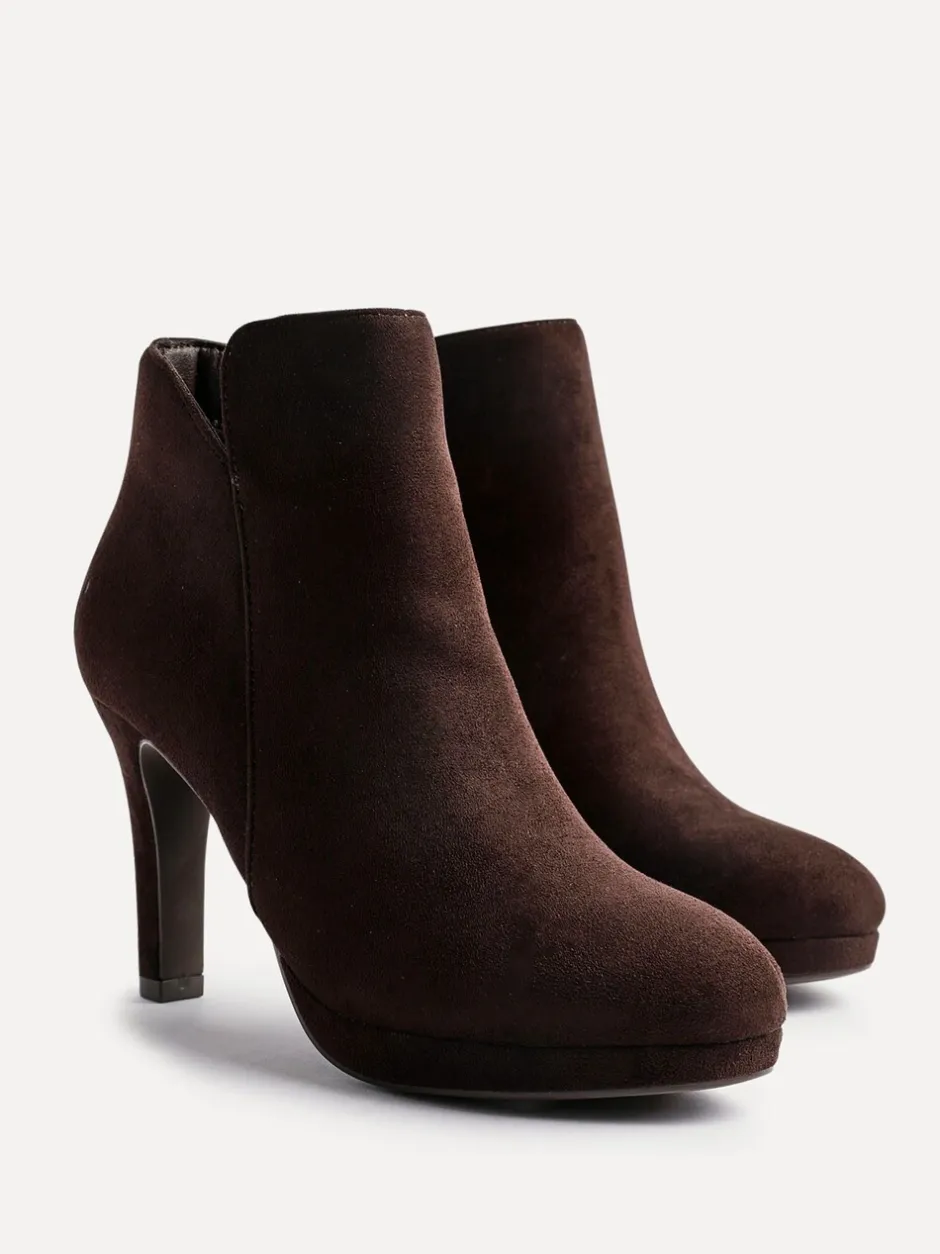Boots|Linzi - Layara enkellaarzen met plateauzool en stilettohakken Bruin