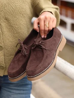 Lage Schoenen|Linzi - Perth Laced Chunky Loafers Bruin
