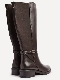 Boots|Linzi - Power High Leg Boots With Stretch Side Panel and Buckle Detail Bruin
