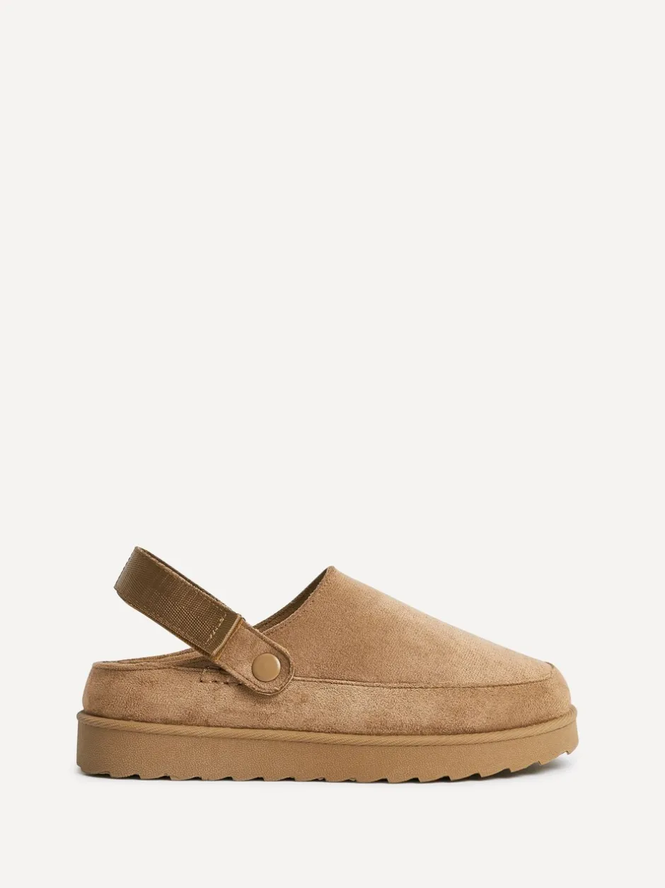 Lage Schoenen*Linzi - Teddy Slip-On Slingback Clogs Bruin