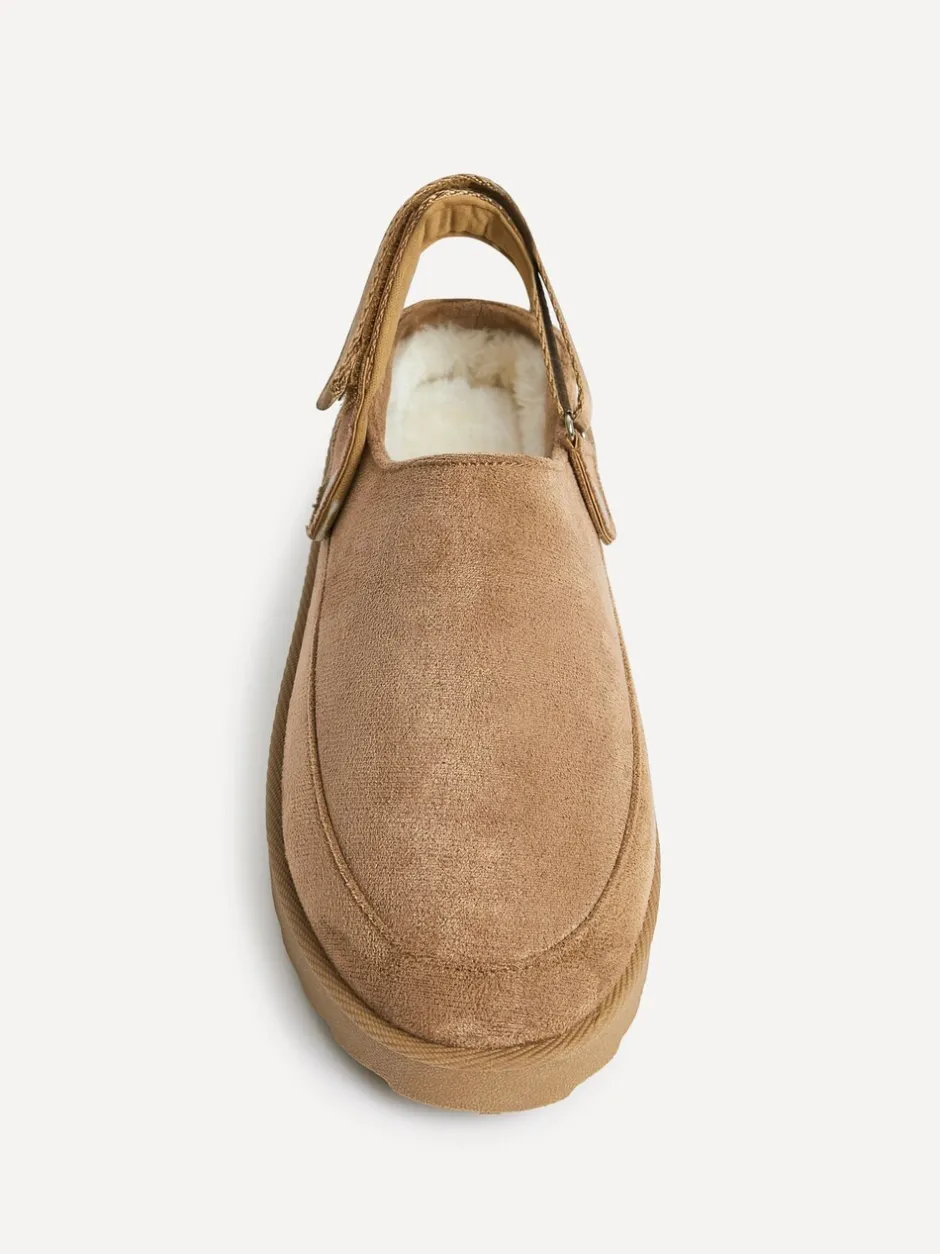Lage Schoenen*Linzi - Teddy Slip-On Slingback Clogs Bruin