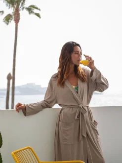 Badjassen*Loungeable - Rib Kimono Dressing Gown Bruin
