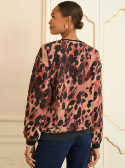 Hoody's En Sweatshirts*Love & Roses Bruin - - Jersey sweatshirt met ronde hals