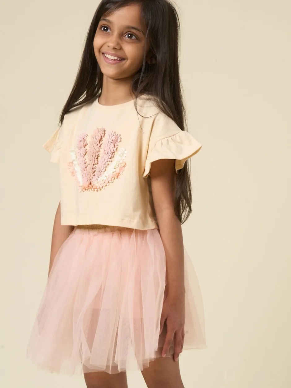 Shorts En Rokken|Miss - Cropped Printed T-Shirt and Skirt Outfit Set Bruin